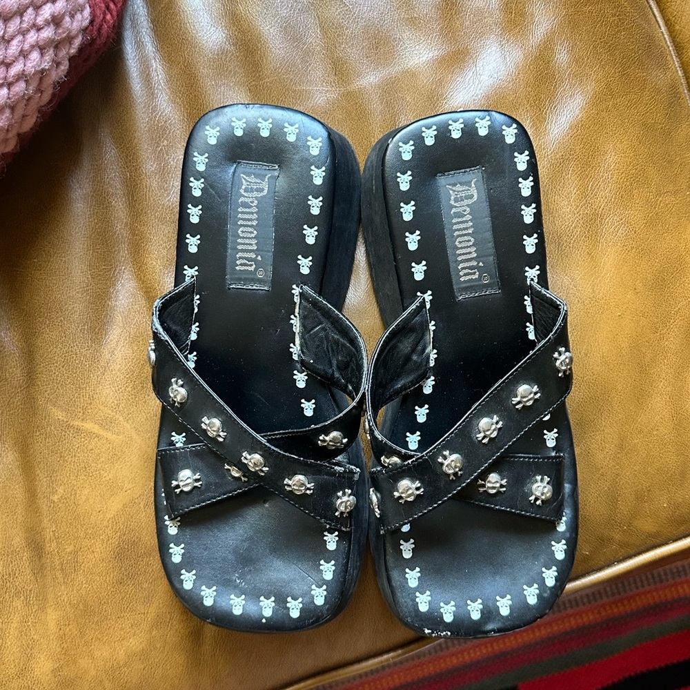 Demonia Skull Platform Sandals FLIP-05